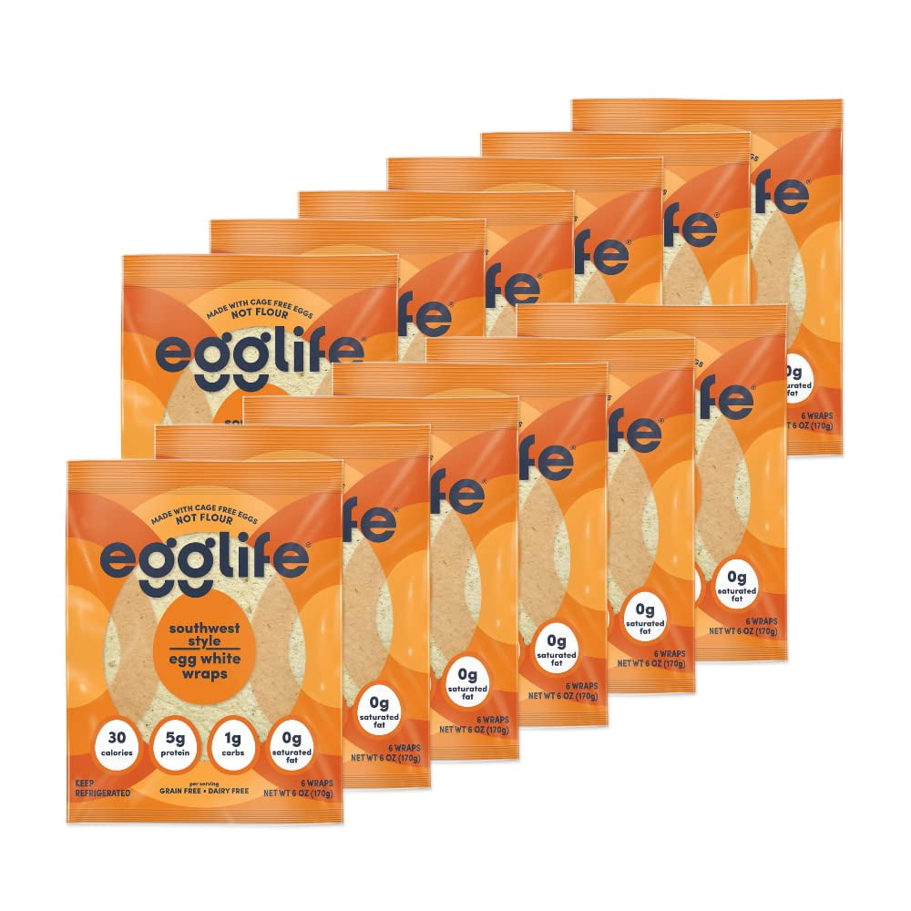 Egglife Egg White Wraps, Southwest, Egg White Wraps, 72 Total Wraps (12 ...