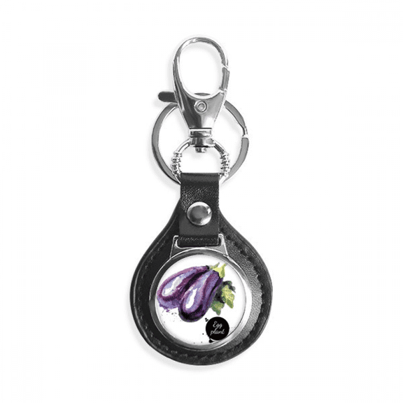 eggplant vegetable tasty healthy watercolor key link chain keyholder finder hook metal