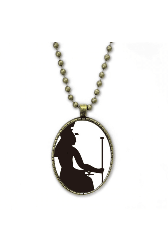 egypt pharaoh fresco outline necklace vintage chain bead pendant jewelry collection
