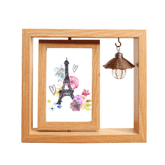 eiffel tower Shaped france Wooden Rotating Picture Photo Frame 4x6