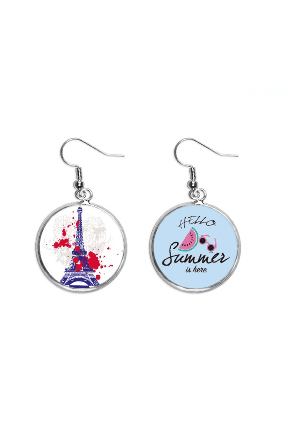 eiffel tower outline france paris earring drop summer watermelon earring wear