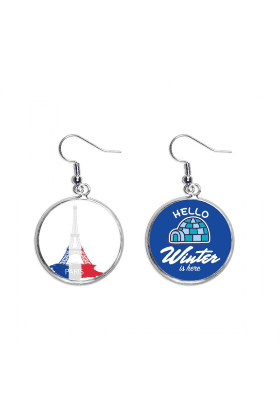 eiffel tower paris france outline dangle drop winter ice earring jewelry