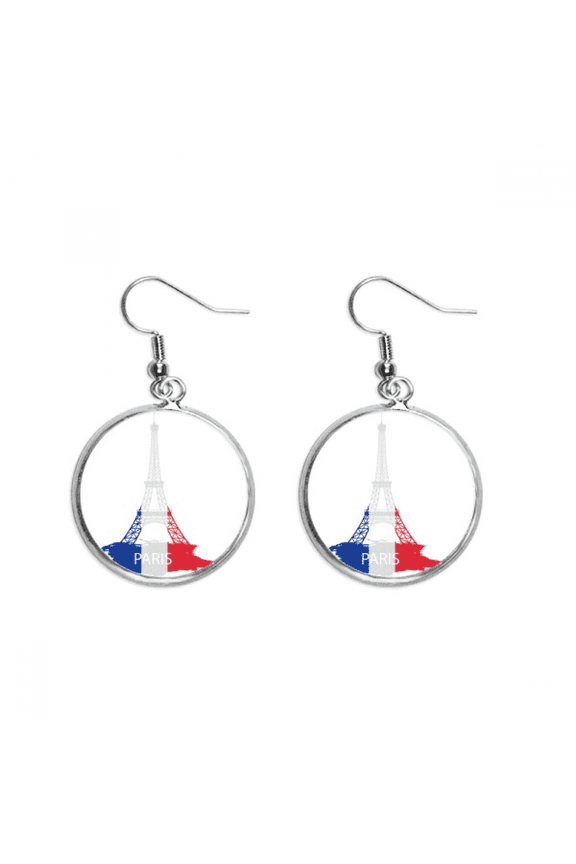 eiffel tower paris france outline ear dangle silver drop ear jewelry woman