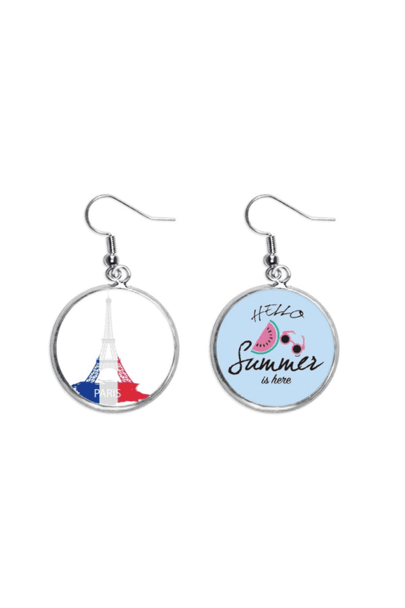 eiffel tower paris france outline earring drop summer watermelon earring wear