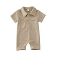 thumbnail image 1 of eileial Baby Boy Polo Romper Short Sleeve Solid Bodysuit Jumpsuit Collared Onsies Pique One-Piece Outfit,Khaki 6-12 Months, 1 of 6