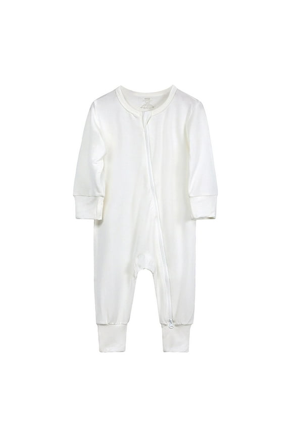 Baby Boys Boys Zip Front Footed Pajamas Baby Zip Front Sleep Play Pajamas,White 6
