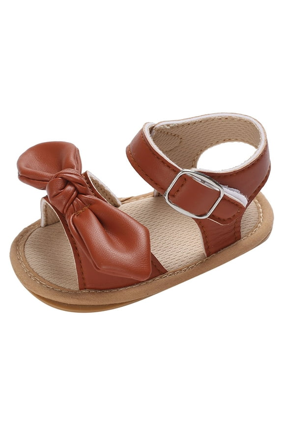 Baby Girls Sandals Soft Sole Indoor Flat Slippers Lightweight Comfort Toddler Summer Princess Dress Shoes,Brown 4
