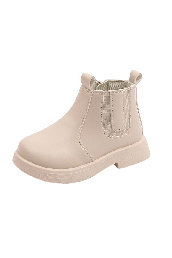 Boots for Girls Kids Rhinestone Ankle Booties,Beige 11.5