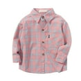 thumbnail image 1 of eileial Boy Button down Shirt Long Sleeve Plaid Lapel Button down Shirt Jacket Girl Clothes Fall/Winter,Light Pink 8-10 Years, 1 of 2