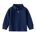 thumbnail image 1 of eileial Boy's and Girl's Sportstyle Polo Shirt Classic Fit Long Sleeve Daily Collared Polo Shirt(Navy,18-24 Months), 1 of 5