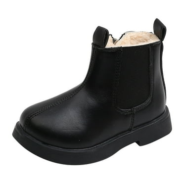 eileial Boys Girls Waterproof Combat Boots Kids Lace up Combat Boots with Side Zipper,Black 8.5