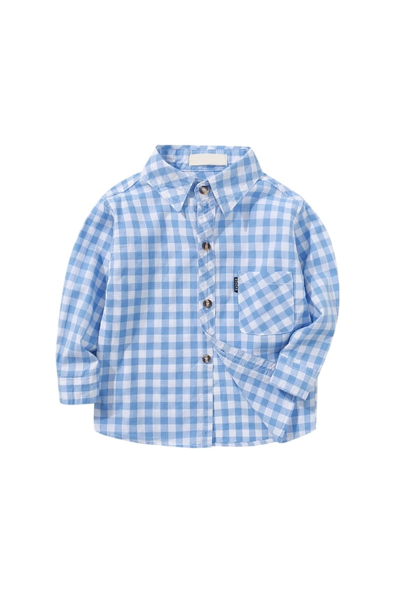 Boys Plaid Shirt Kids Long Sleeve Plaid Blouses Shacket Jacket,Sky Blue 15-16 Years