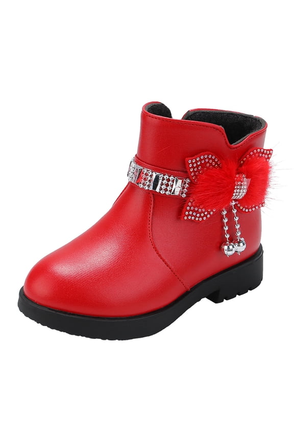 Cowgirl Cowboy Western Boots Square Toe Knee High Motorcycle Booties with Buckles Riding Biker Boots Little Kid/Big Kid,Red 8.5
