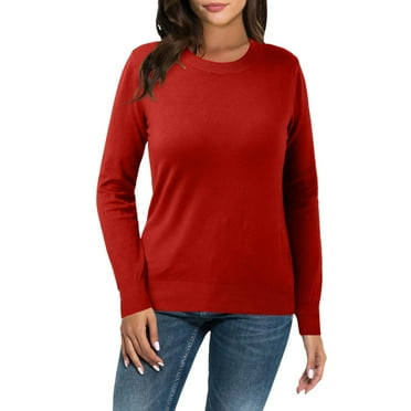 eileial Crewneck Sweatshirt Women Tunic Oversized Drop Shoulder Tops,Red M