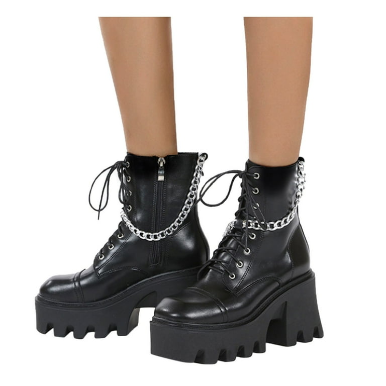 eileial Fashion Block Heel Platform Combat Ankle Booties Women's