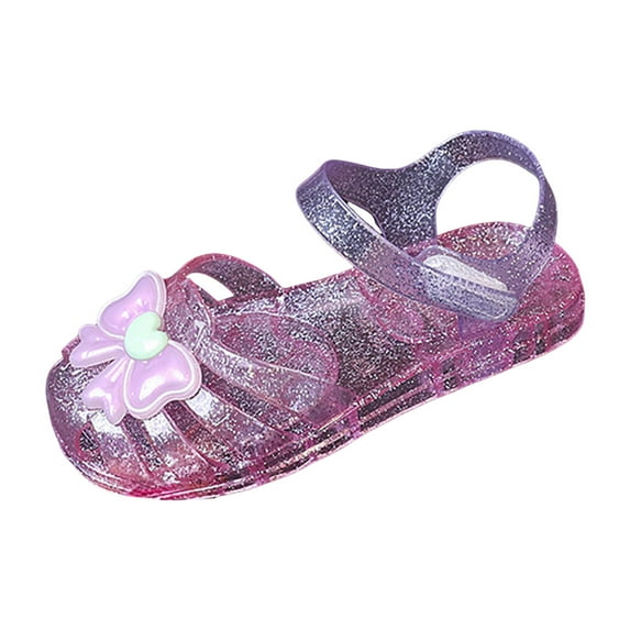 eileial Girl Sandals Jellies Princess Dress Slides Soft Retro Summer Beach Glitter Slingback Summer Rain Shoes,Pink 12.5