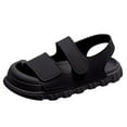 thumbnail image 1 of eileial Girls Boys Sandals Adjustable Straps Summer Slides Sandals Open Toes Flat for Kids Toddler,Black 7, 1 of 4