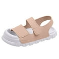 thumbnail image 1 of eileial Girls Boys Sandals Adjustable Straps Summer Slides Sandals Open Toes Flat for Kids Toddler,Khaki 11, 1 of 4