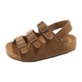thumbnail image 1 of eileial Girls Boys Sandals with Cork Footbed Adjustable Buckle Summer Open Toes Flat for Kids Toddler,Brown 6.5, 1 of 6
