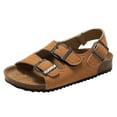 thumbnail image 1 of eileial Girls Boys Sandals with Cork Footbed Adjustable Buckle Summer Open Toes Flat for Kids Toddler,Brown 9, 1 of 6