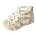 thumbnail image 1 of eileial Girls Gladiator Sandals Cute Open Toe Breathable Summer Shoes with Rubber Sole (Toddler/Little Kid/Big Kid),Beige 12.5, 1 of 4