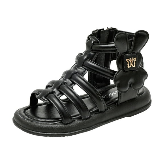 eileial Girls Gladiator Sandals Cute Open Toe Breathable Summer Shoes with Rubber Sole (Toddler/Little Kid/Big Kid),Black 13