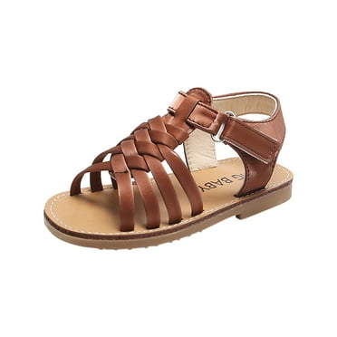 eileial Girls Gladiator Sandals Cute Open Toe Breathable Summer Shoes with Rubber Sole (Toddler/Little Kid/Big Kid),Brown 7