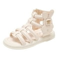 thumbnail image 1 of eileial Girls Gladiator Sandals Cute Open Toe Breathable Summer Shoes with Rubber Sole (Toddler/Little Kid/Big Kid),White 2.5, 1 of 5