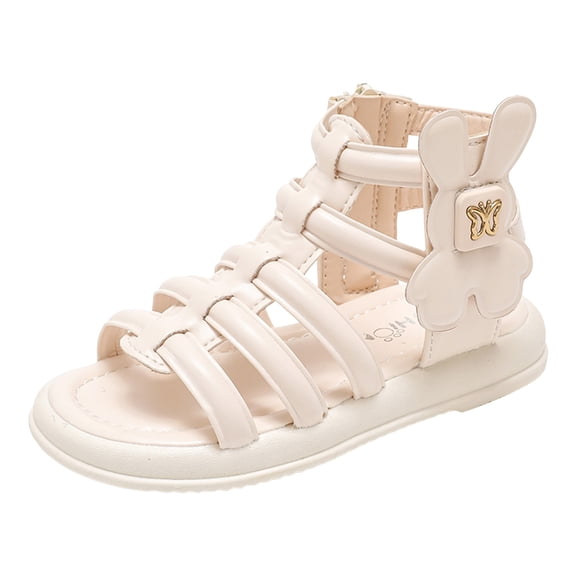 eileial Girls Gladiator Sandals Cute Open Toe Breathable Summer Shoes with Rubber Sole (Toddler/Little Kid/Big Kid),White 3