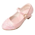 thumbnail image 1 of eileial Girls Glitter Low Heels Dress Pump Flower Girl Sequin Mary Jane Wedding Party Princess Bow Dress Shoes for Toddler Little Kid Big Kid,Pink 11.5, 1 of 6