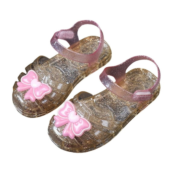 eileial Girls Jelly Sandals House Slippers for Toddler Girls Jelly Mary Jane Dance Girls Christmas Slippers Party Shoes for Washable Warm Slippers Kids Toddl,Gold 13.5