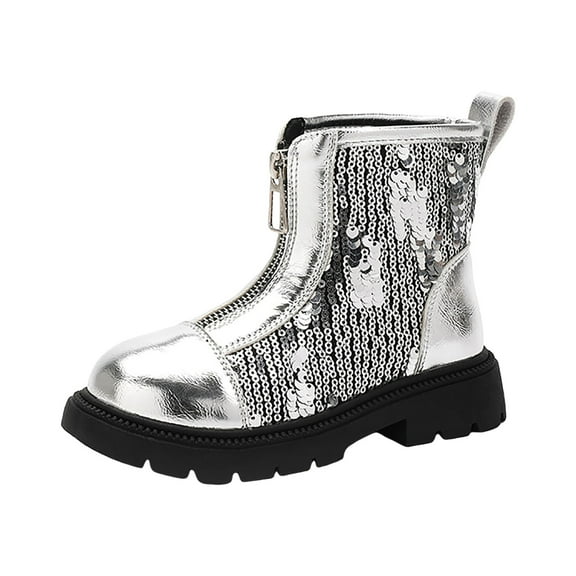 eileial Girls Knee High Fashion Riding Boots,Silver 11.5