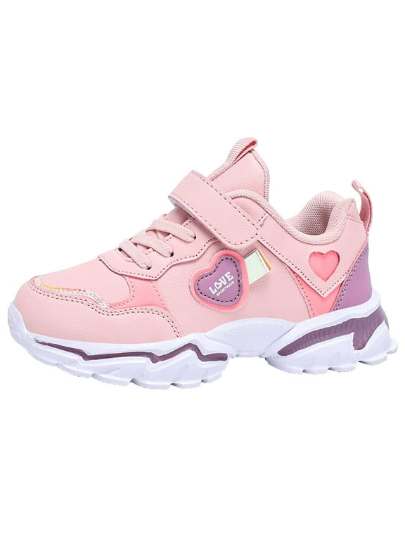 Girls' Sneakers Kids Lightweight Breathable Sneakers Lace-up Running Athletic Shoes for Toddler/Little Kid/Big Kid,Pink 2