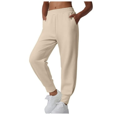 eileial High Waisted Sweatpants for Women – Cinch Bottom Fleece Womens Oversized Joggers,Beige M