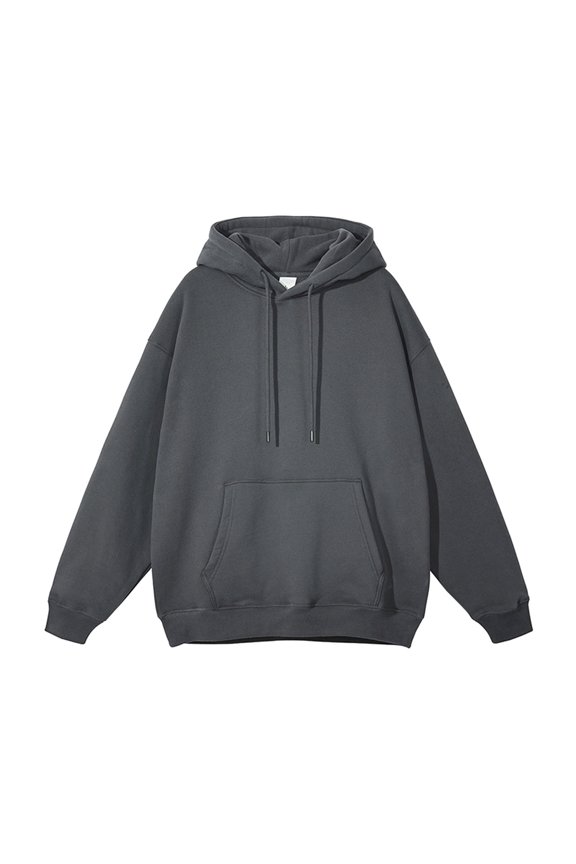 Hoodies for Men Thick Cotton Lined Hoodies Winter Oversized Blank Hoodies Warm Sweatshirts,Dark Gray L