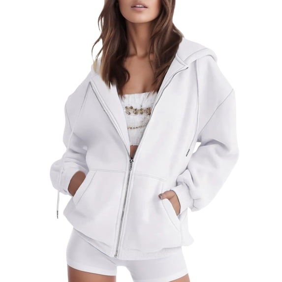 eileial Hoodies for Women Autumn and Winter Women's Sweater Sports Solid Color Cardigan Zipper Hooded Zip up Hoodie Women,WH2 XL
