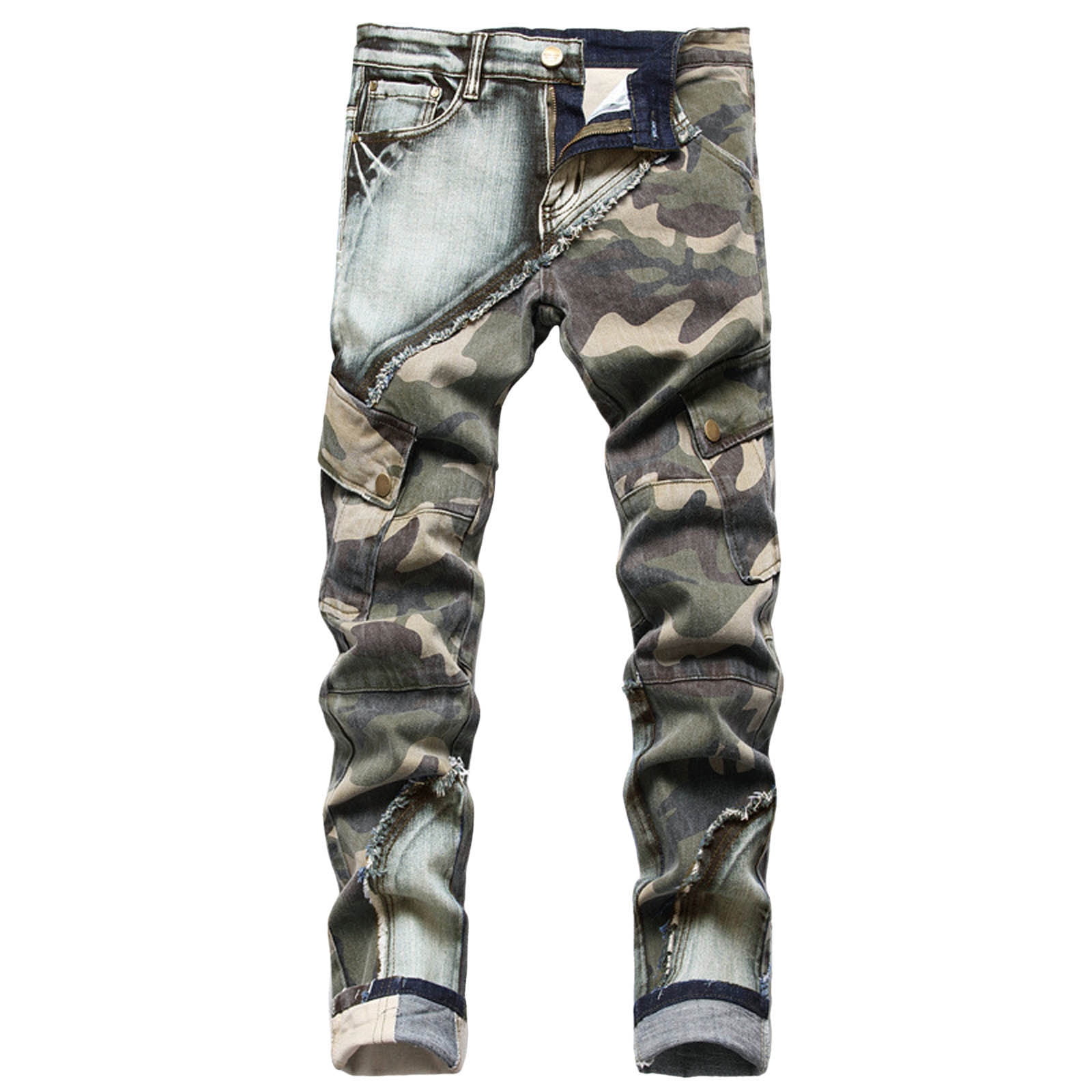 Regular Fit Destroyed Jeans ZEESEN Men's Ripped Jeans - Slim Fit Denim ...