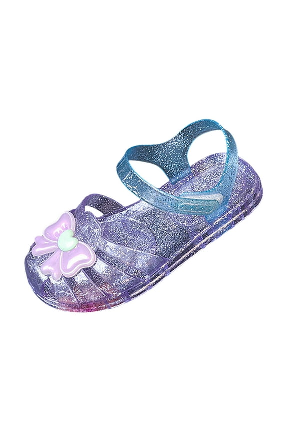 Jelly Sandals Girls Kids Summer Sandals Frozen Princess Jelly High-Heeled Shoes Princess Frozen Elsa Party Dance Shoes,Purple 1