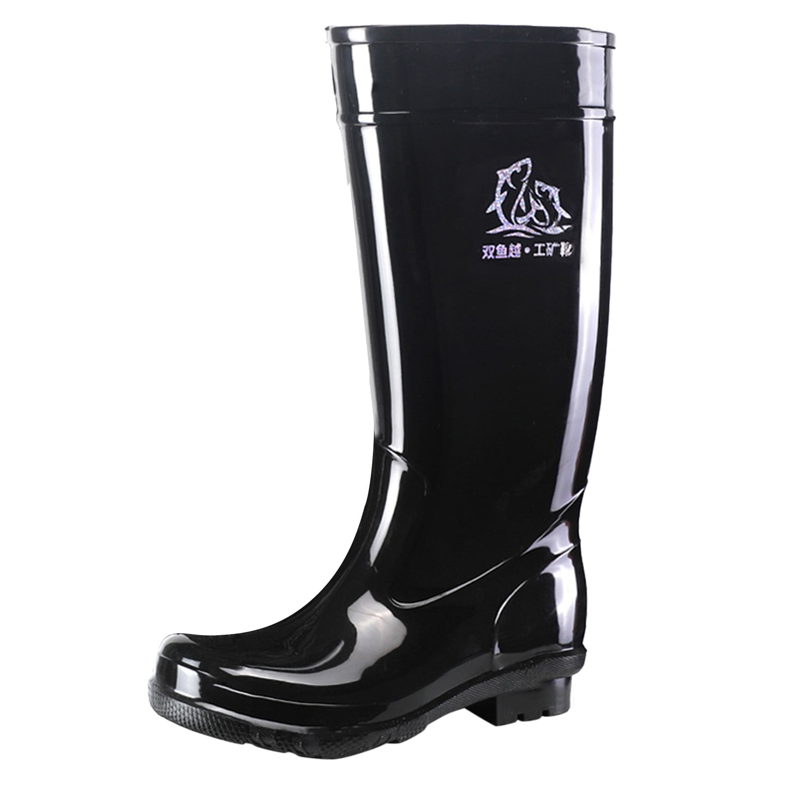 eileial Men Rain Boots Waterproof Anti Slip Adult Outdoor Work Rubber Boots(Black,8)