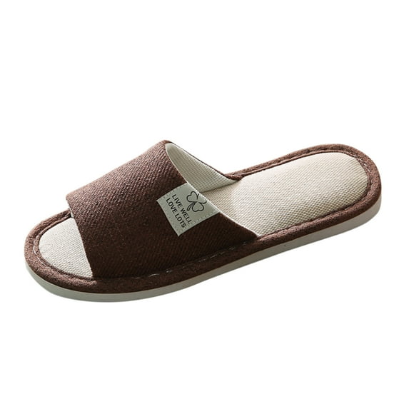 eileial Men's Comfy Memory Foam Slide Slippers Breathable Mesh Cloth House Shoes,Coffee 10