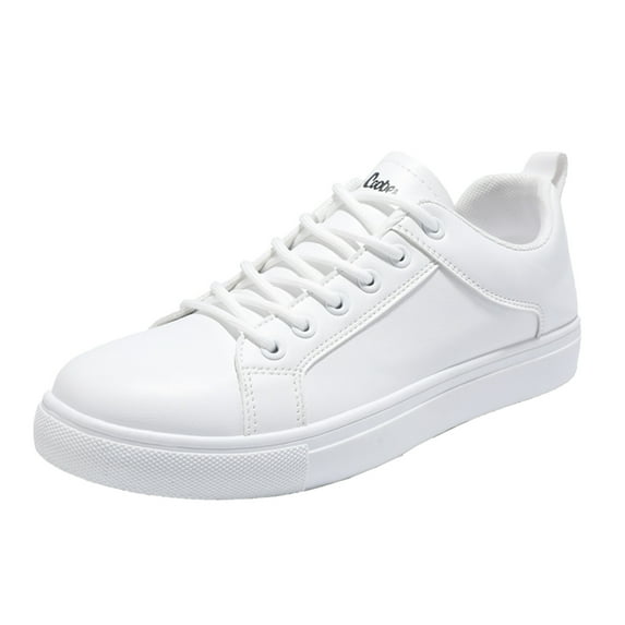 eileial Men's Invisible Height Increasing Elevator Shoes - Leather Lace-up Fashion Sneakers,White 9