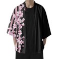 thumbnail image 1 of eileial Men's Kimono Cardigan Jackets Casual Long Sleeve Open Front Coat Lightweight Yukata Outwear,Pink XXXL, 1 of 6