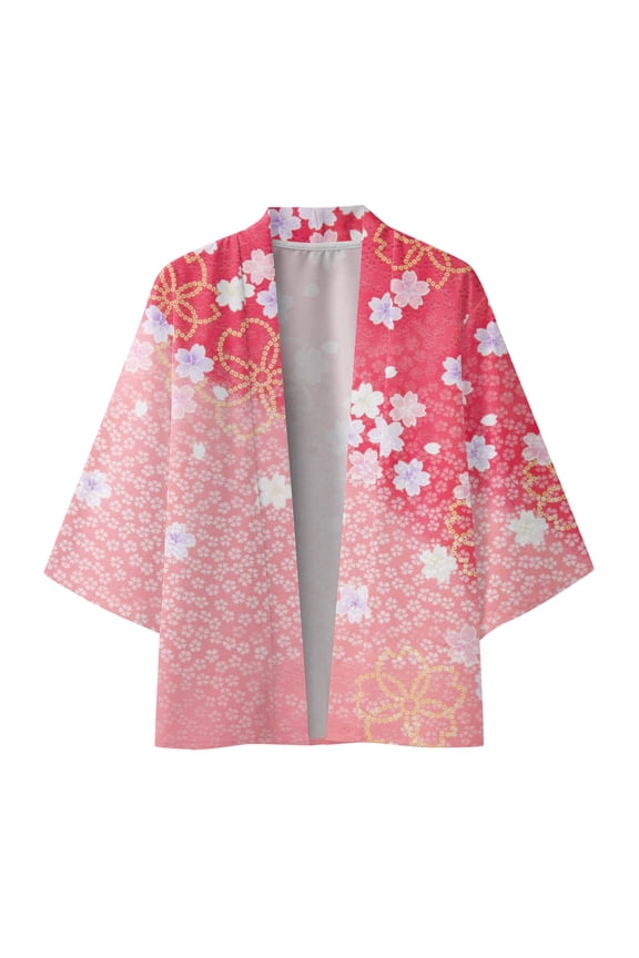 Men's Kimono Cardigan Jackets Casual Long Sleeve Open Front Coat Lightweight Yukata Outwear,Red S