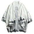 thumbnail image 1 of eileial Men's Kimono Cardigan Jackets Casual Long Sleeve Open Front Coat Lightweight Yukata Outwear,White XL, 1 of 5