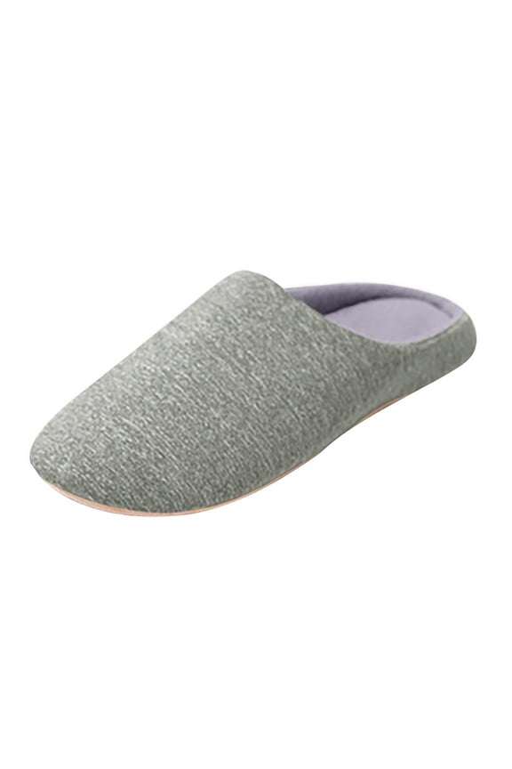 Men's Lightweight Cotton Slippers with Memory Foam and Soft Sole,Gray 12