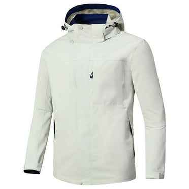 eileial Men's Packable Rain Jacket Lightweight Waterproof Raincoat with Hood Outdoor Running Hiking Cycling,White XXXXXL