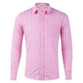 thumbnail image 1 of eileial Men's Plaid Button Down Shirts Cotton Long Sleeve Dress Shirts Regular Fit Gingham Shirts,Pink L, 1 of 3