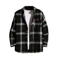 thumbnail image 1 of eileial Men's Sherpa Lined Flannel Shirt Jacket,Long Sleeved Brushed Plaid Flannel Shacket Jackets,Black XL, 1 of 3