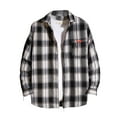 thumbnail image 1 of eileial Men's Sherpa Lined Flannel Shirt Jacket,Long Sleeved Brushed Plaid Flannel Shacket Jackets,White XXL, 1 of 3