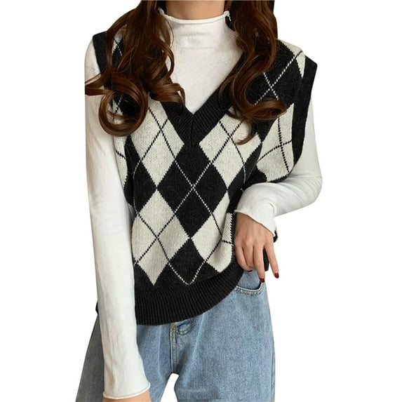 eileial Men's Sleeveless Sweater Vest Striped Trim V Neck Pullover Vest Tops,Black L